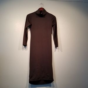 Black High Neck Midi Dress